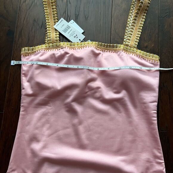 Platinum Swimwear Pink Sands Gold Crochet Trim One Piece Swimsuit Size S NWT - Picture 5 of 9